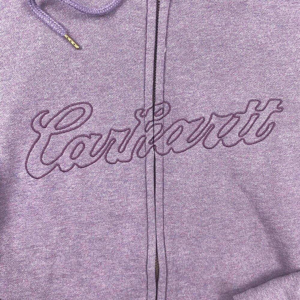 Carhartt Sweatshirt Jacket Women XS Purple Full Zip Spell Out Embroidered Hoodie - Picture 3 of 13